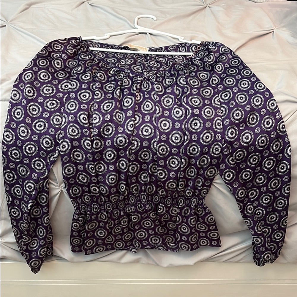Michael Kors Purple Fitted 3/4 Sleeve Blouse